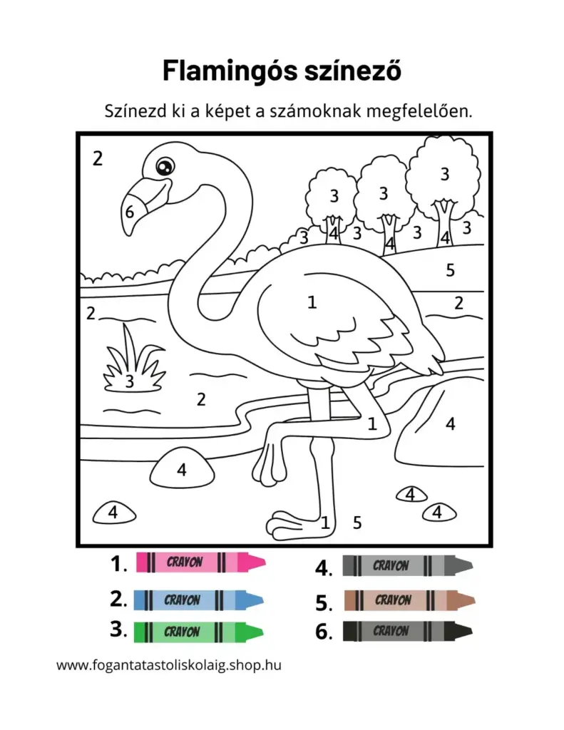 flamingós számos szinező