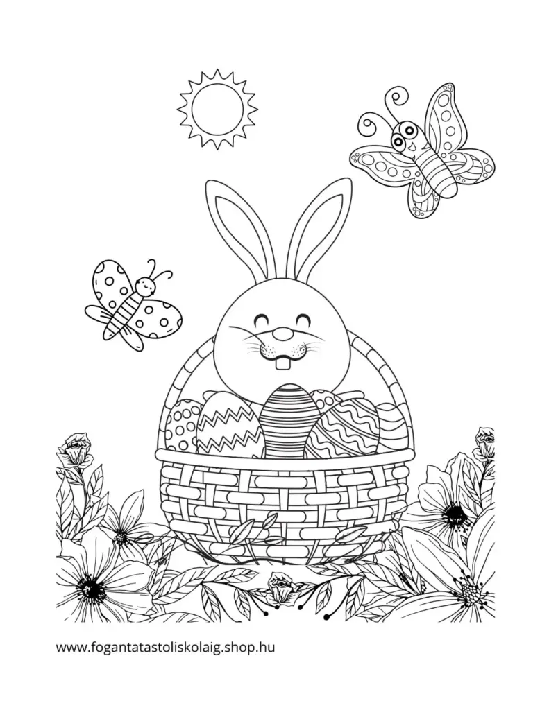 nyuszi kosárral szinező