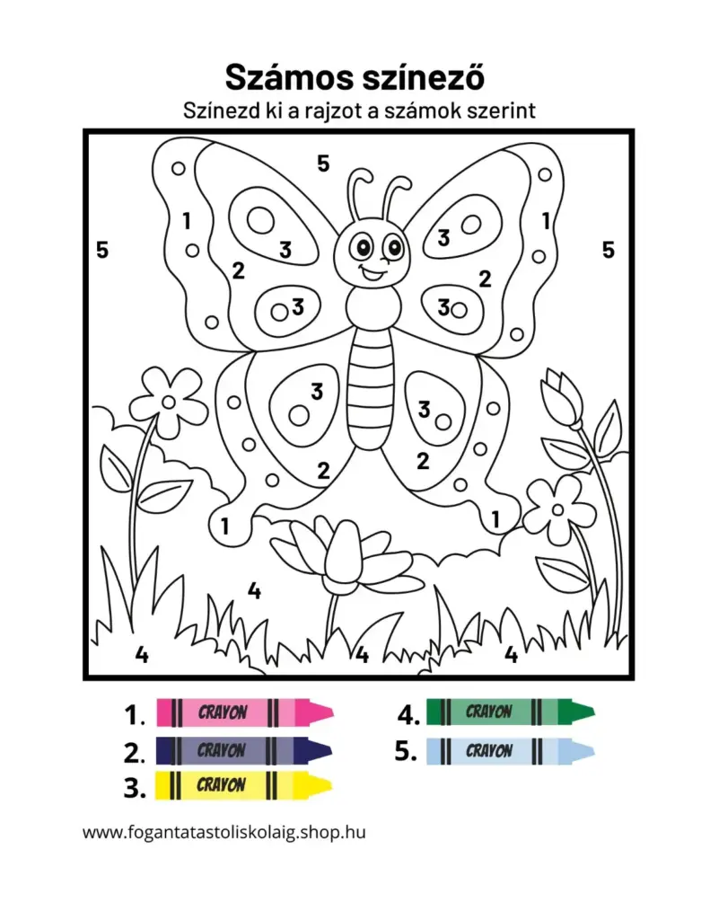 pillangós számos szinező